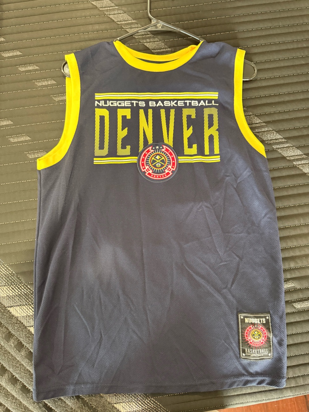 NBA Denver Nuggets Navy and Yellow Sleeveless Jersey Tank